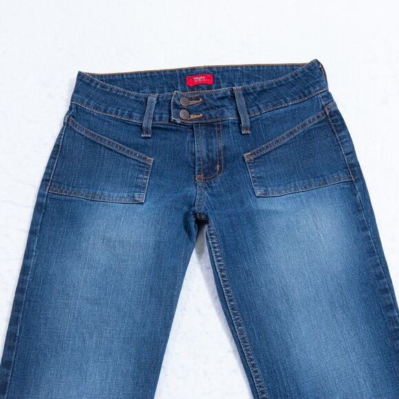 Mossimo Jeans Womens 5 - 27x26.5 Bootcut Patch Pockets Dark Blue Wash - Picture 3 of 12